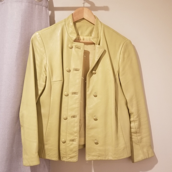 Unk Jackets & Blazers - Vintage Chartreuse Faux Leather Jacket